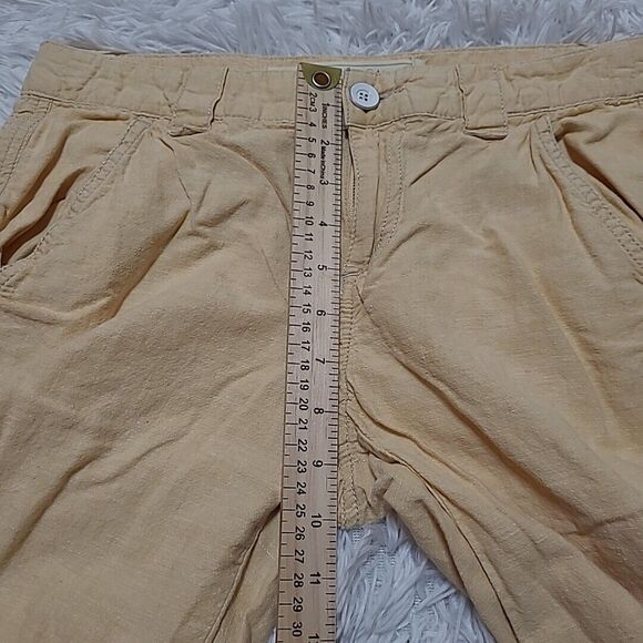 Daughters of the Liberation Yellow Linen Flare Pants Sz 4 Anthropologie Low Rise - Picture 10 of 12